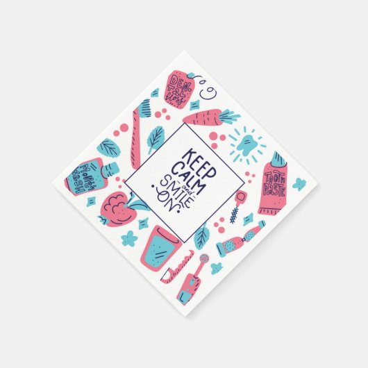 Serviette En Papier Restez Calme Et Souriez ! | Phrase mignonne (Coin)