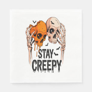 Serviette En Papier Restez Déplaisant PNG, Rétro Halloween crâne