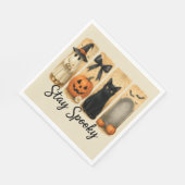 Serviette En Papier "Restez Éffrayant" Halloween Brosse Stroke Chat (Coin)
