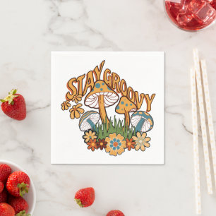 Serviette En Papier Restez Groovy Champignon Rétro