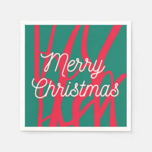 Serviette En Papier Résumé Rouge Vert Joyeux Noël Personnalisé