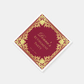Serviette En Papier Retirement Party Burgundy Faux Gold Elegant Script (Coin)