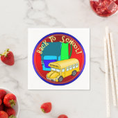 Serviette En Papier Retour à l'école Bus & sac à dos bleu (En situation)
