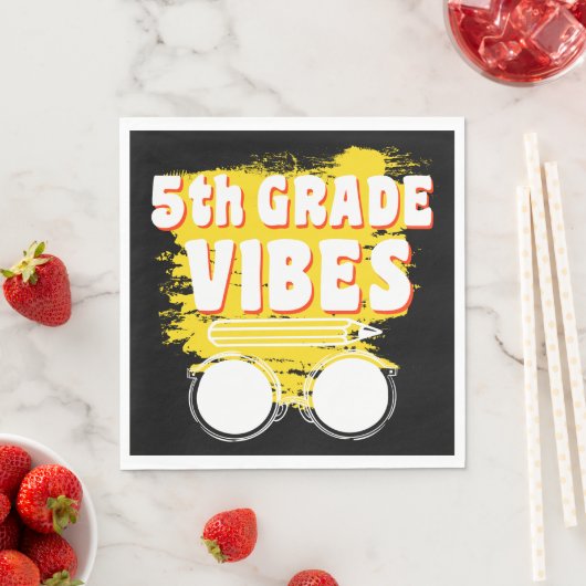 Serviette En Papier Retour À L'École Vibes De 5E Année Chemise Premier (En situation)