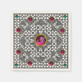 SERVIETTE EN PAPIER RETOUR BLANC GÉOMÉTRIQUE LACE ROSE GEM PIERRE MONO (Devant)