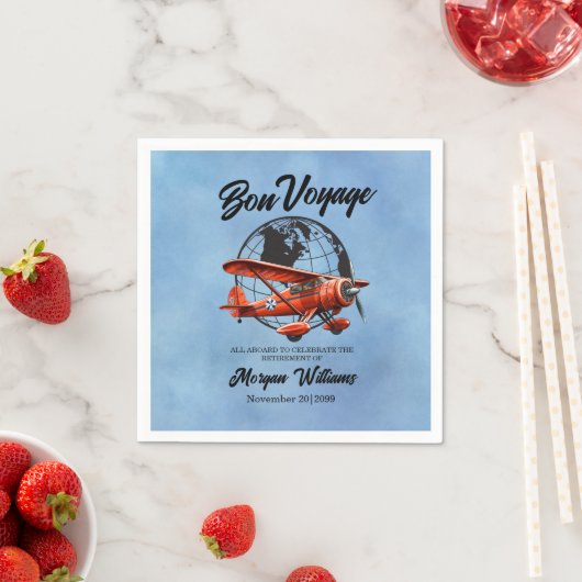 Serviette En Papier Retraite Bon Voyage Voyage Globe Plane (En situation)