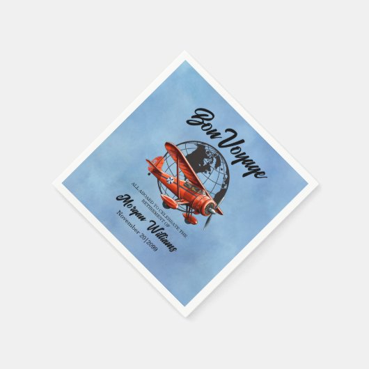 Serviette En Papier Retraite Bon Voyage Voyage Globe Plane (Coin)