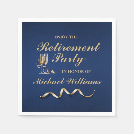 Serviette En Papier Retraite Classique Classique Champagne Verre Bleu (Devant)