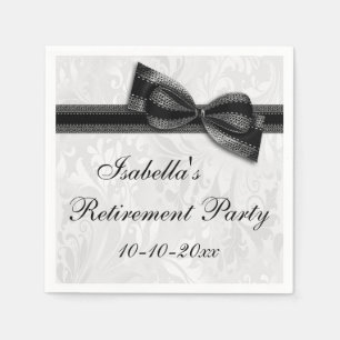 Serviette En Papier Retraite Damask et Black Faux Bow