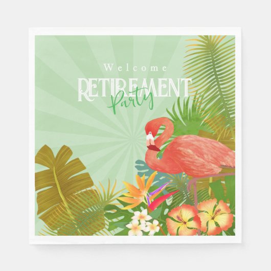 Serviette En Papier Retraite de flamant rose vert (Devant)
