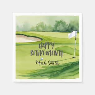 Serviette En Papier Retraite de golf avec balle et drapeau sur green d