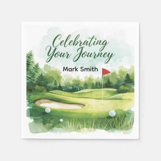 Serviette En Papier Retraite de golf avec boule sur vert (Devant)