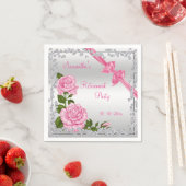 Serviette En Papier Retraite en fleurs roses, vaches et diamants (En situation)