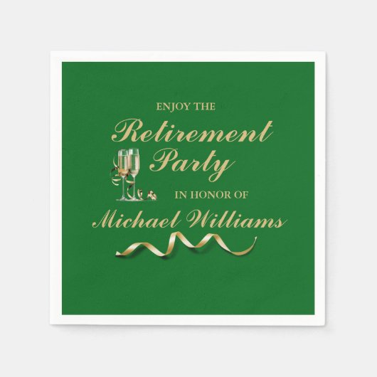 Serviette En Papier Retraite Formelle Classique Champagne Verre Vert (Devant)