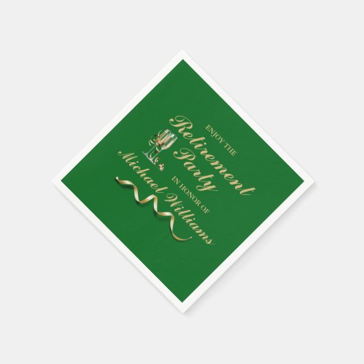 Serviette En Papier Retraite Formelle Classique Champagne Verre Vert (Coin)