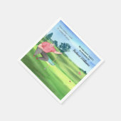 Serviette En Papier Retraite Golf Man Lire l'aquarelle verte (Coin)