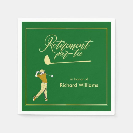 Serviette En Papier Retraite Golf Party Classic Green Golden Player (Devant)
