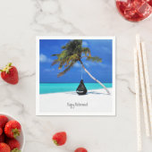 Serviette En Papier Retraite heureuse /Plage et palmier (En situation)