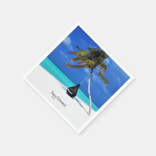 Serviette En Papier Retraite heureuse /Plage et palmier (Coin)