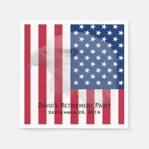 Serviette En Papier Retraite militaire Eagle chauve et drapeau