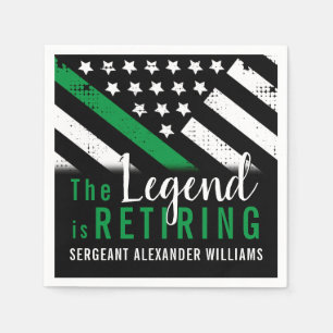 Serviette En Papier Retraite militaire Mince Ligne verte