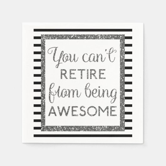 Serviette En Papier Retraite noir et argent (Devant)