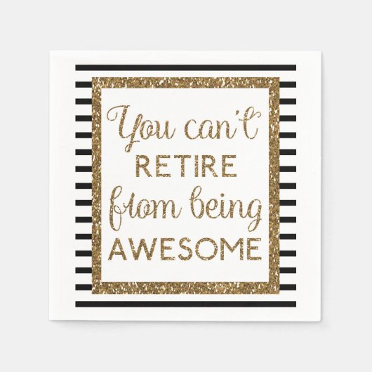 Serviette En Papier Retraite noir et or (Devant)