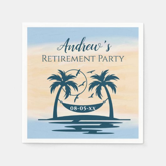 Serviette En Papier Retraite Party Beach Palm Trees (Devant)