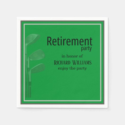 Serviette En Papier Retraite Party Golf Moderne Entreprise Vert Noir (Devant)