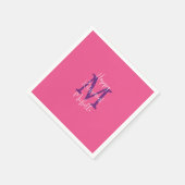 Serviette En Papier Retraite rose blanc pourpre Nom Monogramme (Coin)