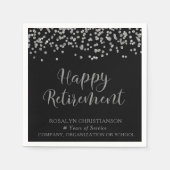 Serviette En Papier RETRAITE Script manuscrit Argent Nom Confetti (Devant)