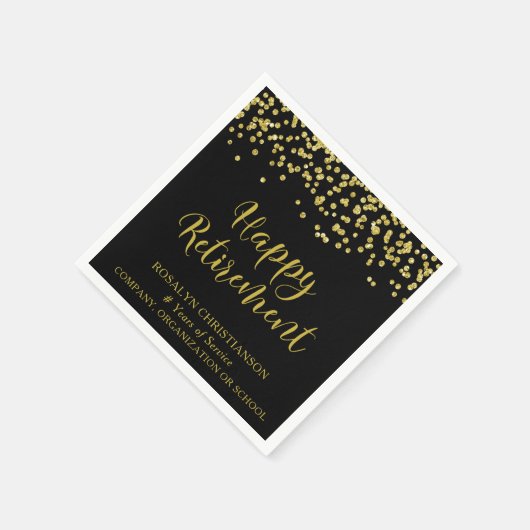 Serviette En Papier RETRAITE Script manuscrit Gold Nom Confetti (Coin)