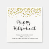 Serviette En Papier RETRAITE Script manuscrit Gold Nom Confetti (Devant)