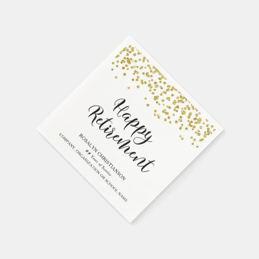 Serviette En Papier RETRAITE Script manuscrit Gold Nom Confetti (Coin)