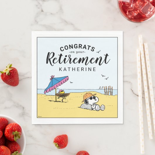 Serviette En Papier Retraite | Snoopy & Woodstock sur la plage (En situation)