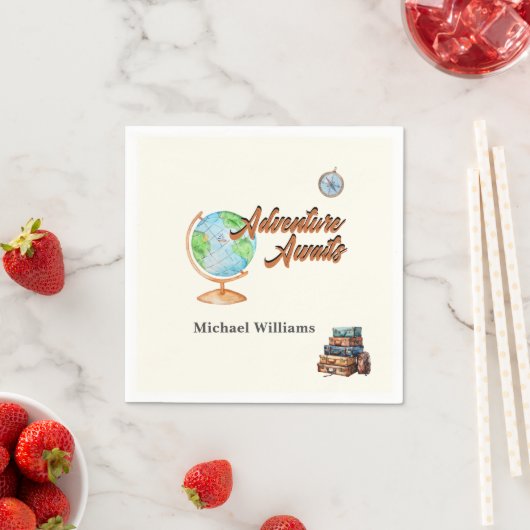 Serviette En Papier Retraite Travel Adventure Await Globe (En situation)