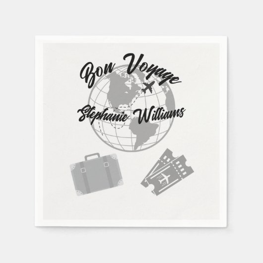 Serviette En Papier Retraite Voyage Thème Partie Bon Voyage Globe (Devant)
