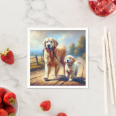 Serviette En Papier Retrievers dorés en promenade (En situation)
