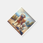 Serviette En Papier Retrievers dorés en promenade (Coin)