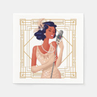 Retro 1920 Glam Lady Singer Art Déco Gold Frame