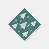 Serviette En Papier Retro 1950 Arbres de Noël Vert Turquoise (Coin)