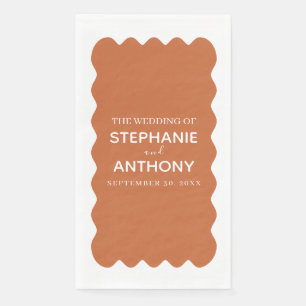 Serviette En Papier Rétro 1950 Wavy Edge Mariage en terre cuite