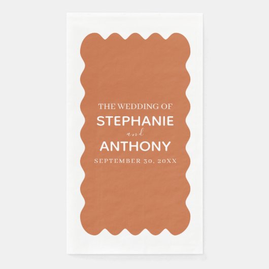 Serviette En Papier Rétro 1950 Wavy Edge Mariage en terre cuite (Devant)
