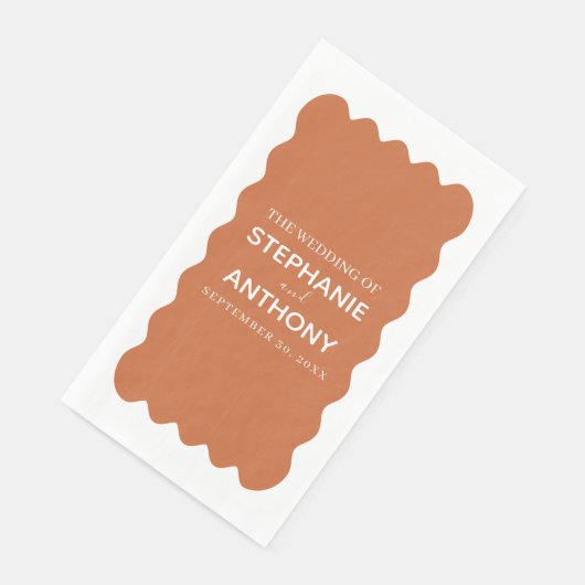Serviette En Papier Rétro 1950 Wavy Edge Mariage en terre cuite (Coin)
