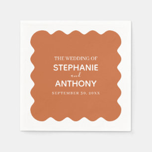 Serviette En Papier Rétro 1950 Wavy Edge Mariage en terre cuite