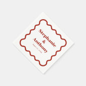 Serviette En Papier Retro 1950s Wavy Edge Mariage rouge foncé (Coin)