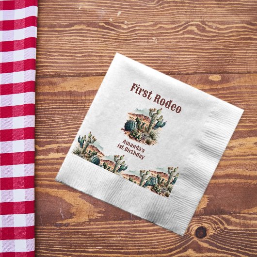 Serviette En Papier Retro 1er Rodéo Cactus Occidentaux Anniversaire