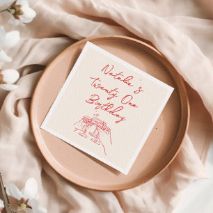 Serviette En Papier Retro 21e Main Drawn Martini Fun Birthday Party