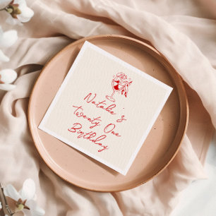 Serviette En Papier Retro 21st Hand Drawn Coquette Fun Birthday Party