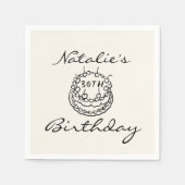 Serviette En Papier Retro 30th Hand Drawn Cake Trente Fun Anniversaire (Devant)